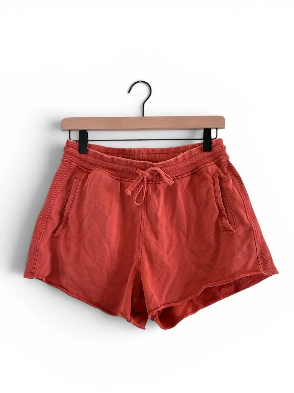 Zara | Washed effect jogging shorts cotton in russet brick orange size medium